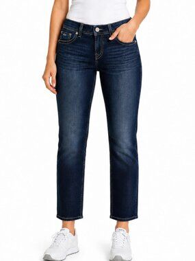 Silver Jeans Co Suki Capri Jeans W26 Low Rise Straight Dark Wash Distressed Hem